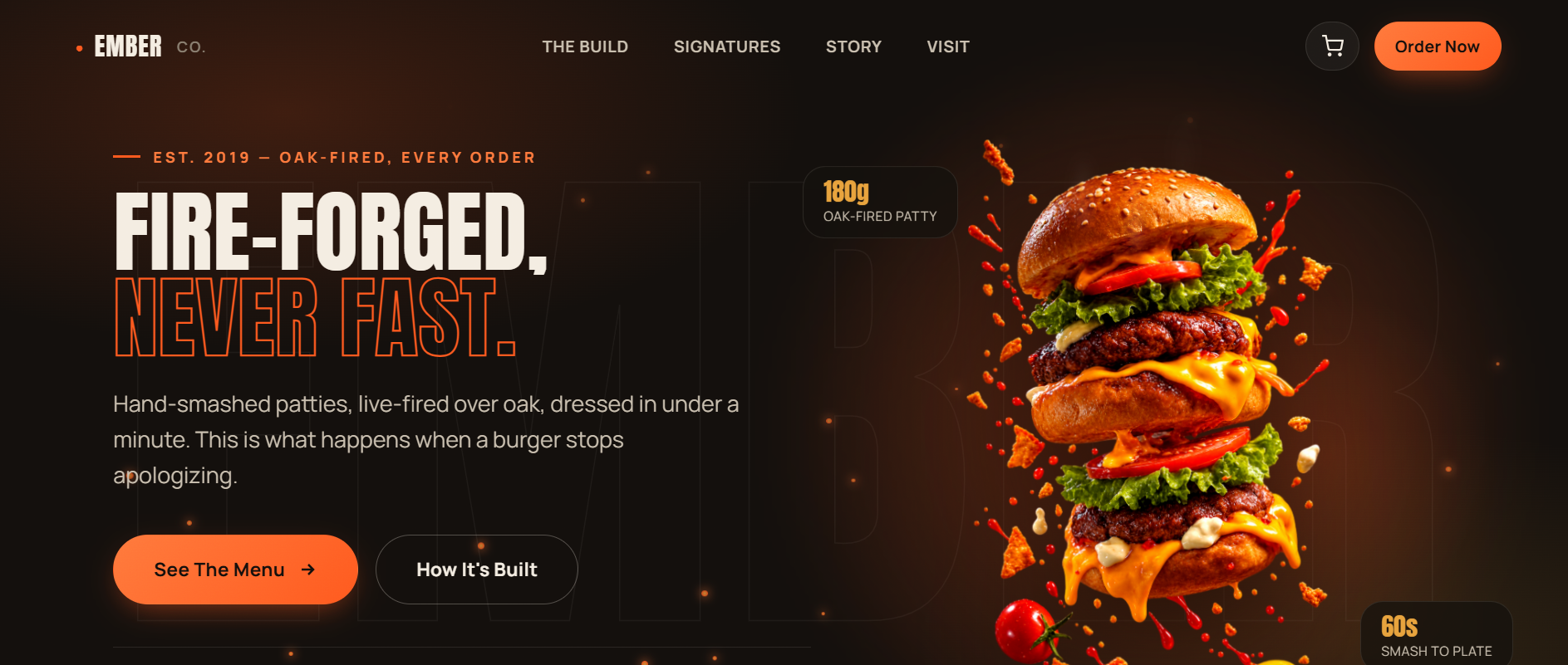 Restaurant website homepage screenshot