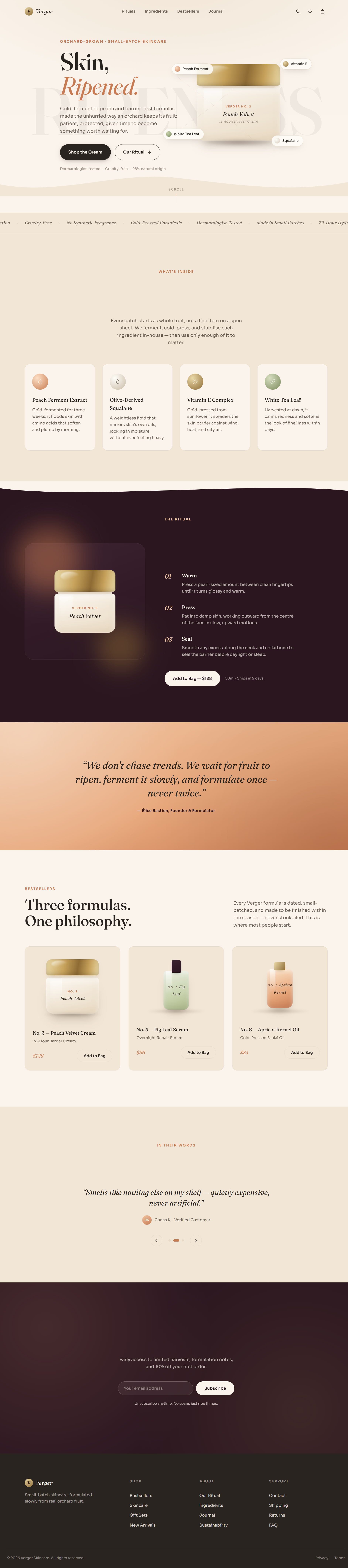 Skincare website — full page preview